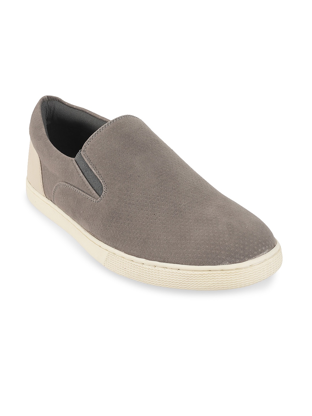 

WBNY Men Grey Textured Slip-On Sneakers