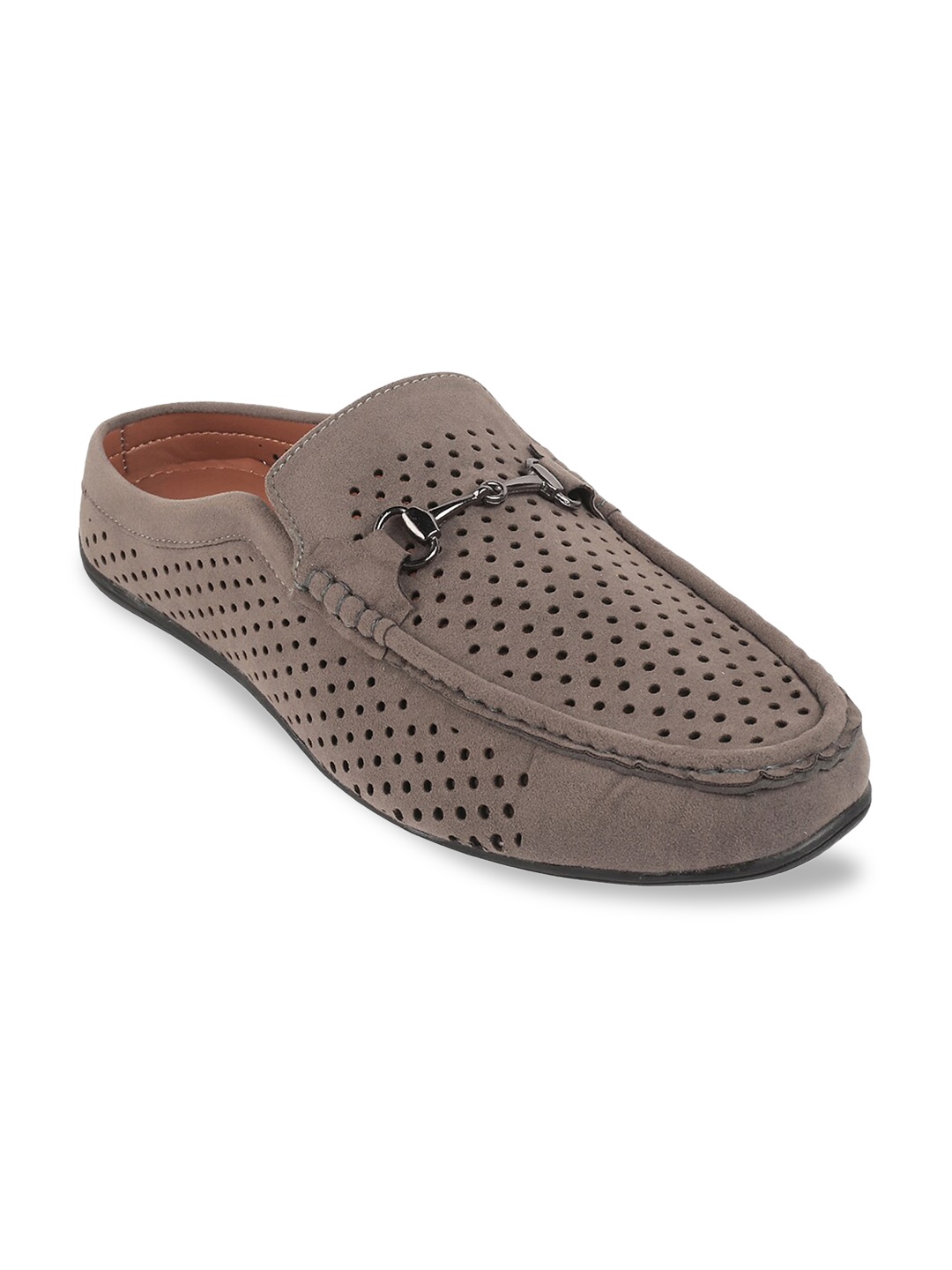 

WBNY Men Grey Perforated Lightweight Loafers