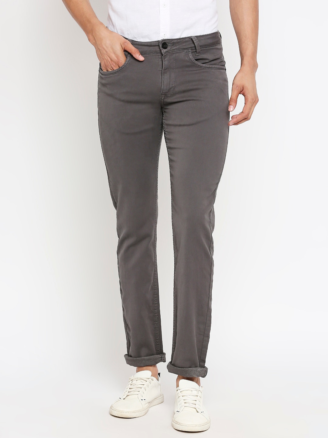 

Mufti Men Grey Slim Fit Trousers