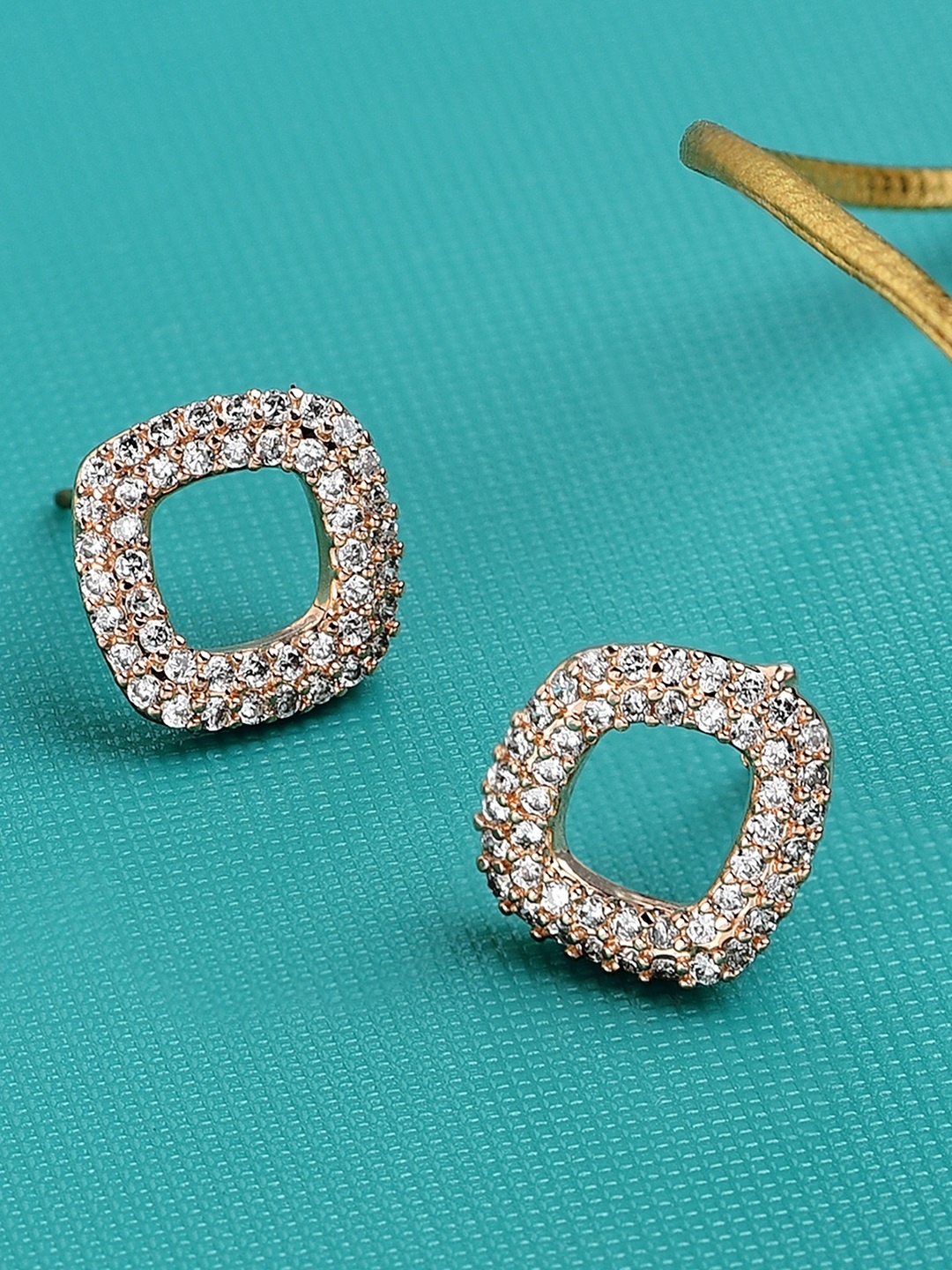 

Zaveri Pearls Rose Gold Contemporary Studs Earrings