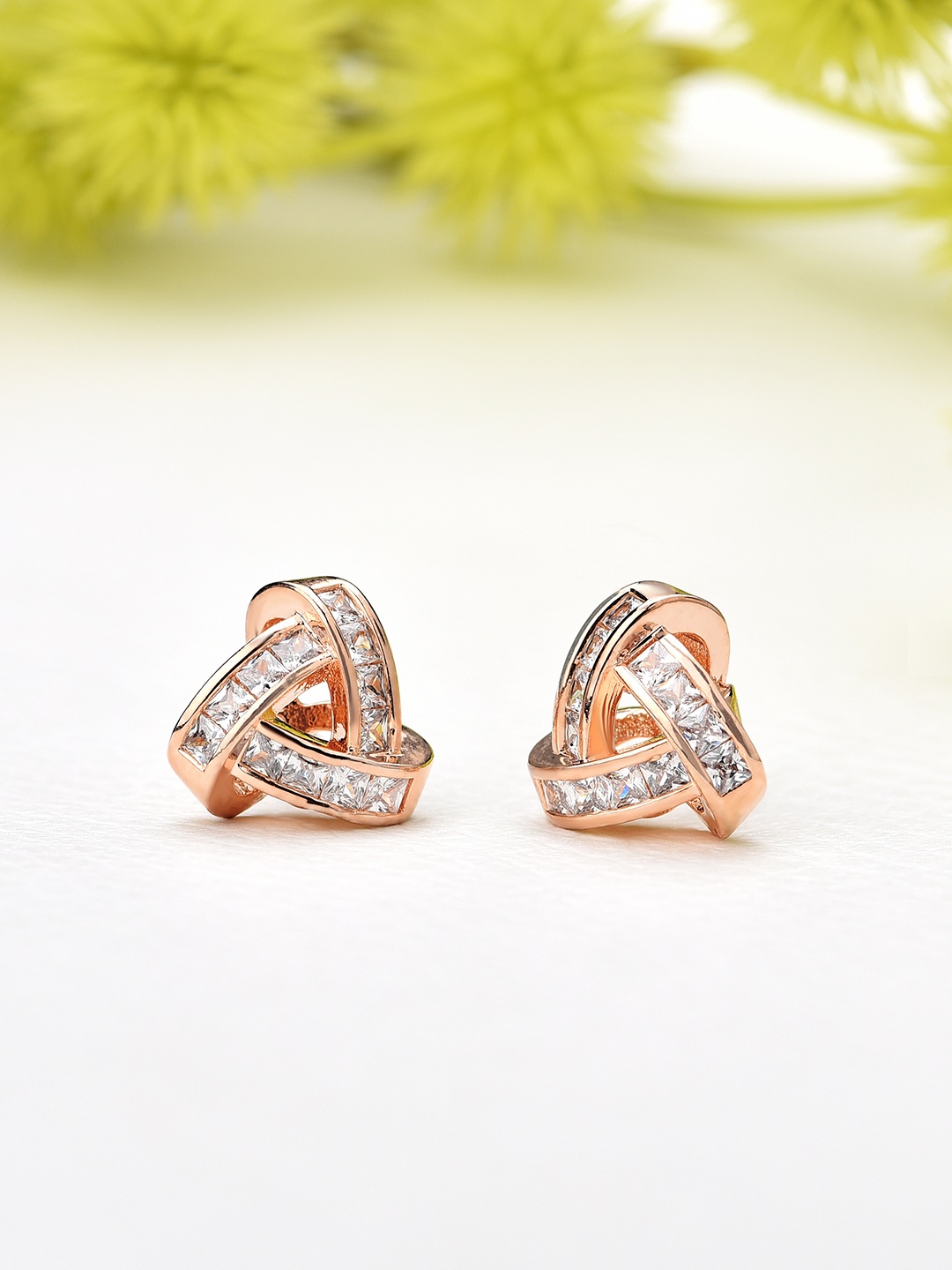 

Zaveri Pearls Rose Gold Contemporary Studs Earrings