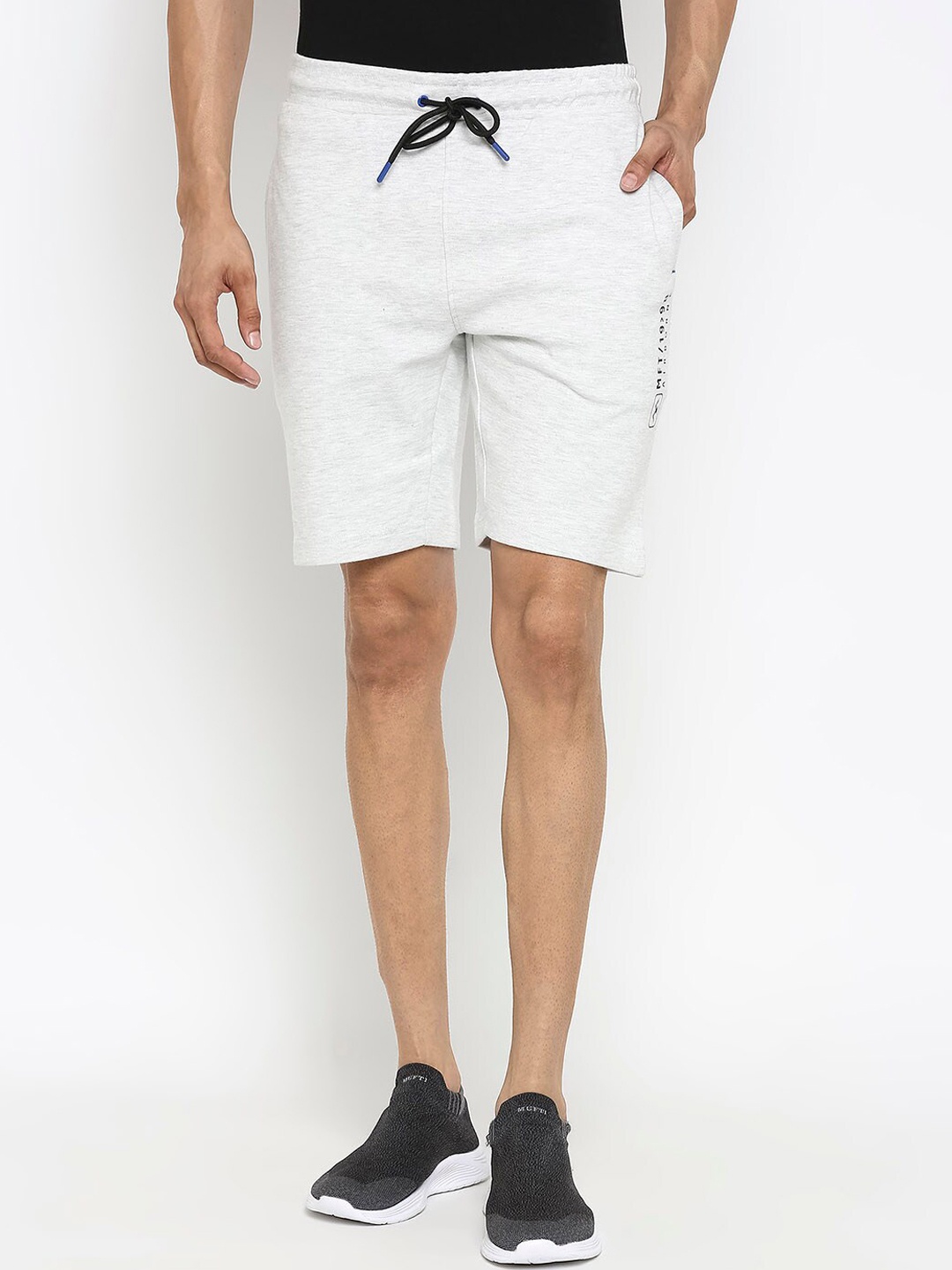 

Mufti Men Grey Melange Slim Fit Mid-Rise Sports Shorts