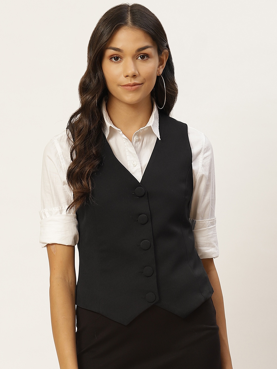 

Trendyol Women Black Solid Waistcoat