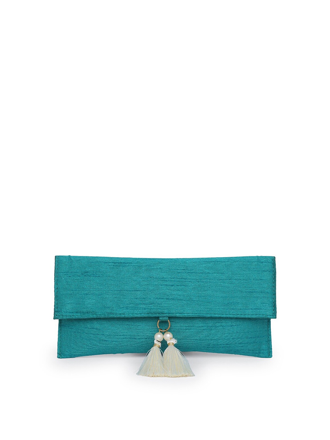 

Forever Glam by Pantaloons Women Teal Solid Fabric Envelope
