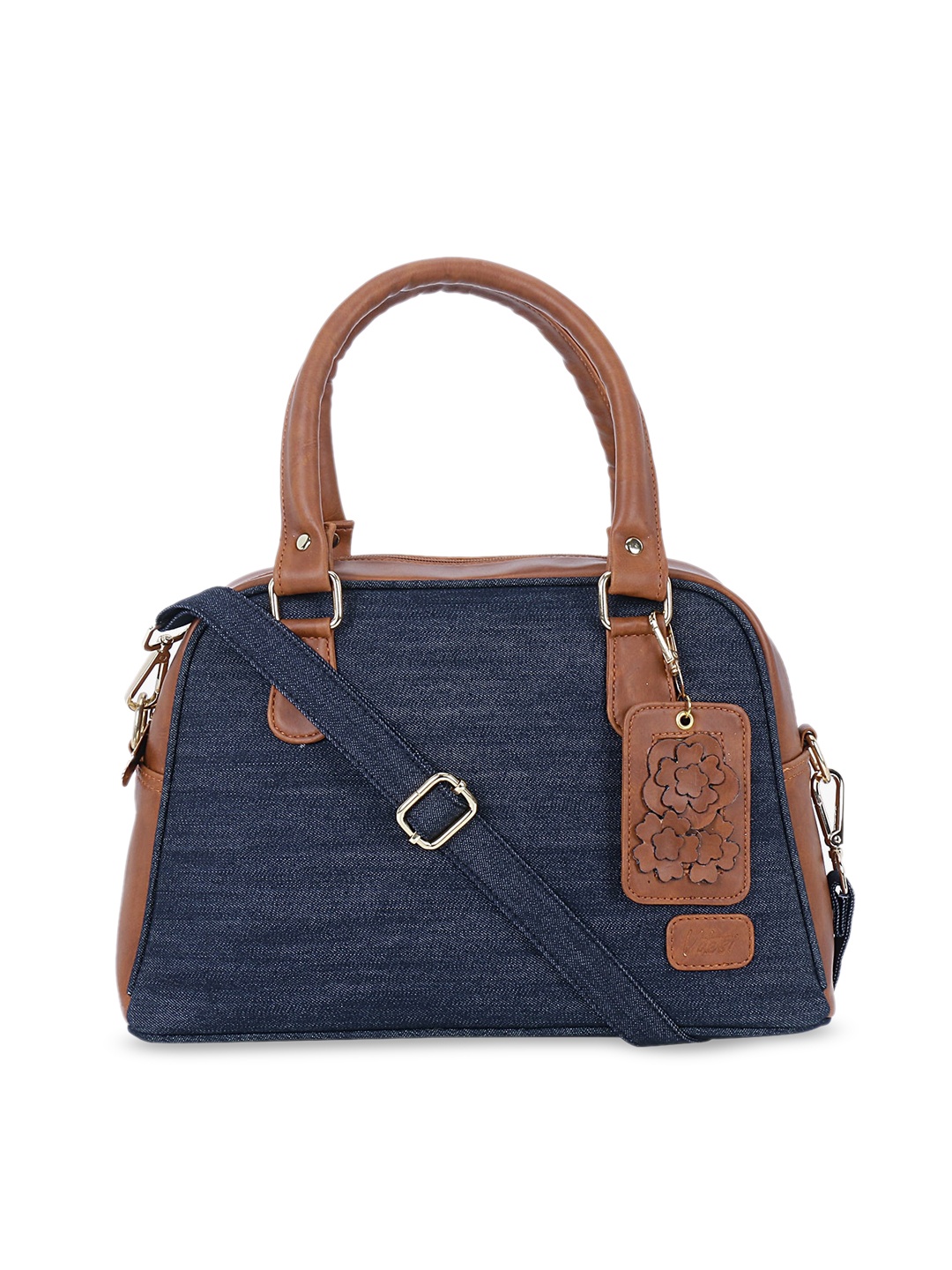 

Vdesi Women Tan & Blue Colourblocked Denim Shoulder Bag