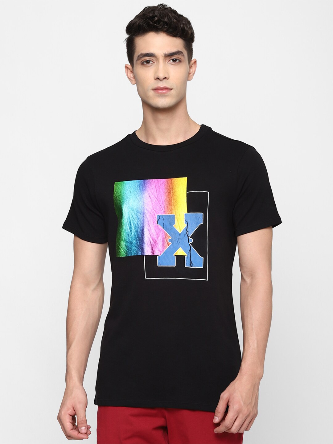 

FOREVER 21 Men Black & Blue Graphic Printed T-shirt