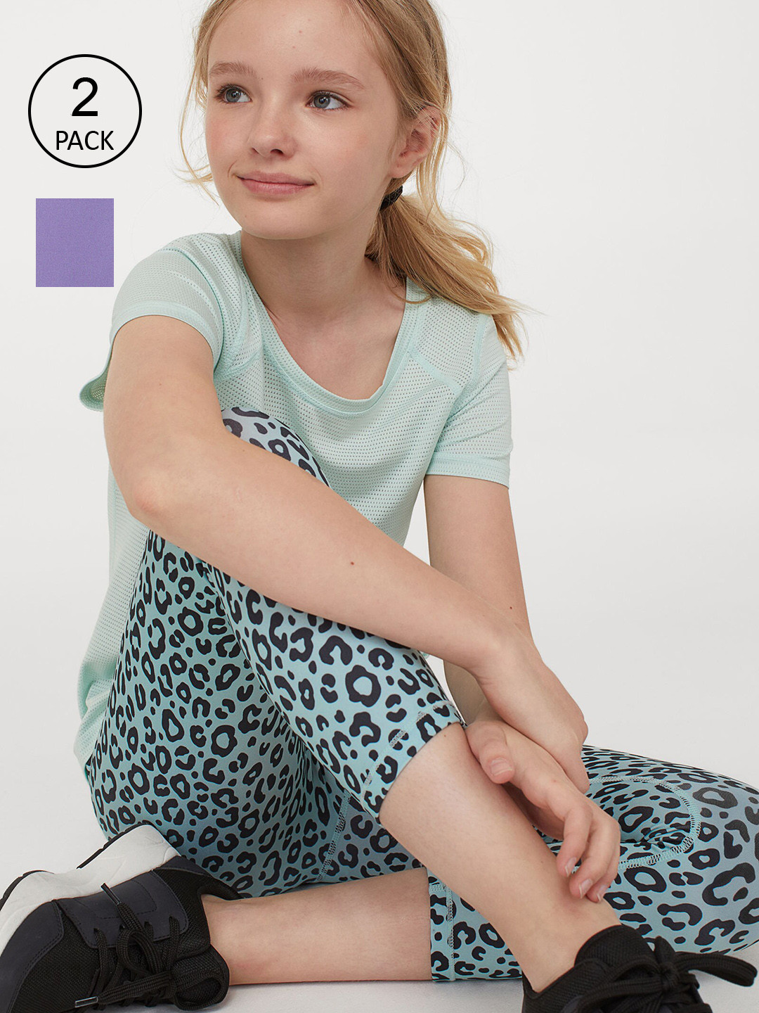 

H&M Girls Green & Purple 2-Pack Sports Tights