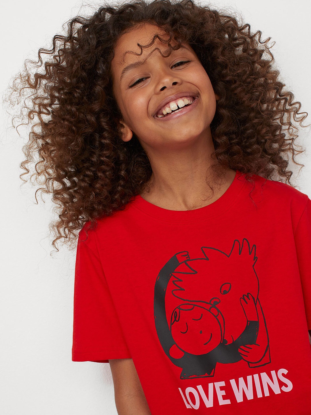 

HM Girls Red Printed Pure Cotton T-shirt