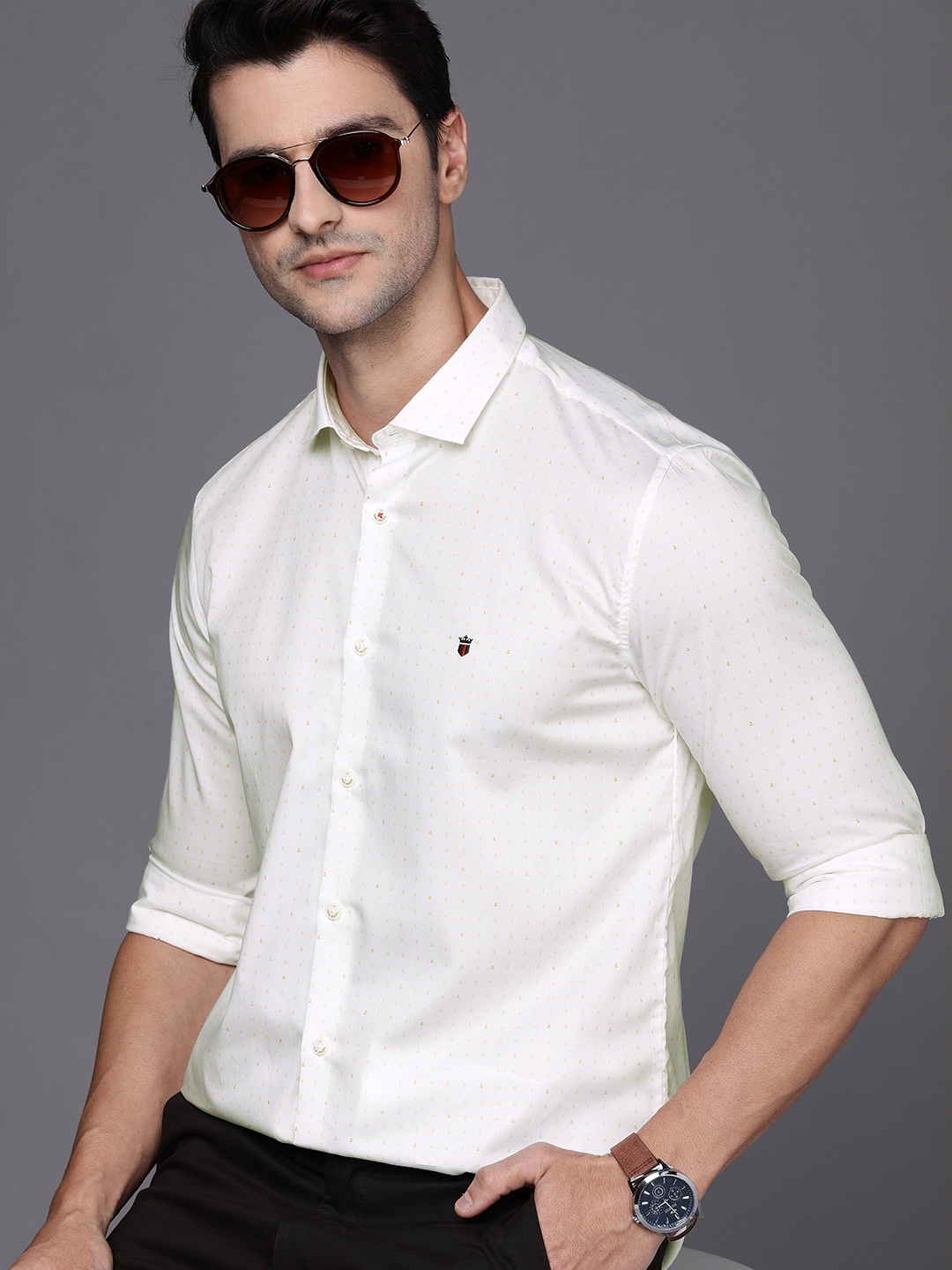 

Louis Philippe Sport Men White Super Slim Fit Opaque Printed Casual Shirt