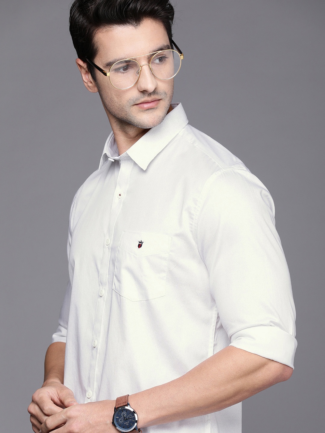 

Louis Philippe Sport Men White Slim Fit Opaque Printed Casual Shirt