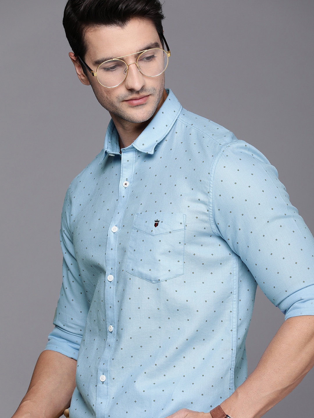 

Louis Philippe Sport Men Blue Super Slim Fit Opaque Printed Casual Shirt