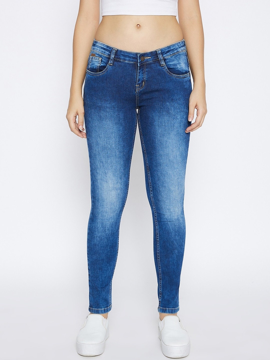 

Crimsoune Club Women Blue Skinny Fit Heavy Fade Jeans