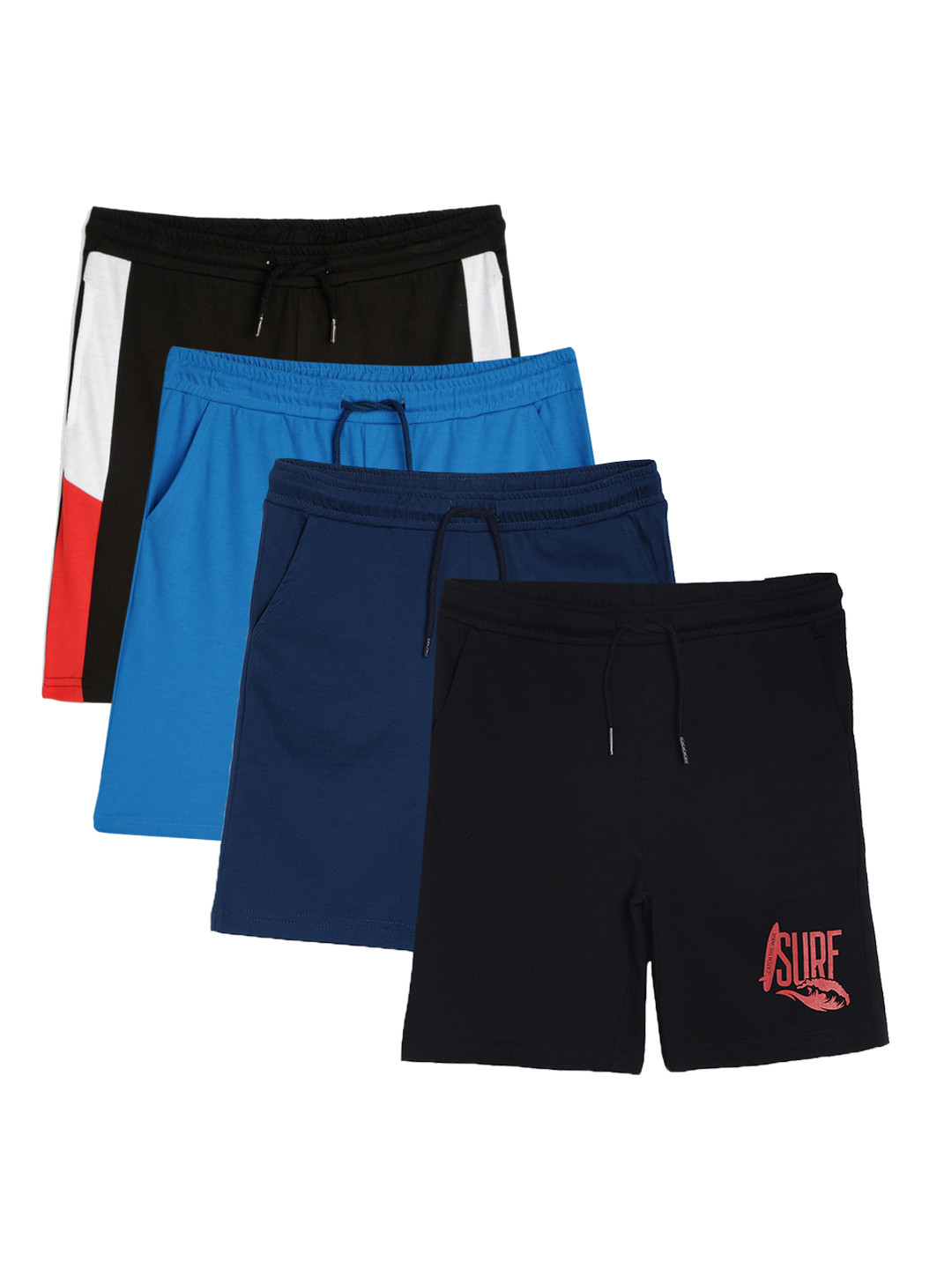 

YK Basics Boys Multicoloured Set of 4 Mid-Rise Regular Shorts, Multi