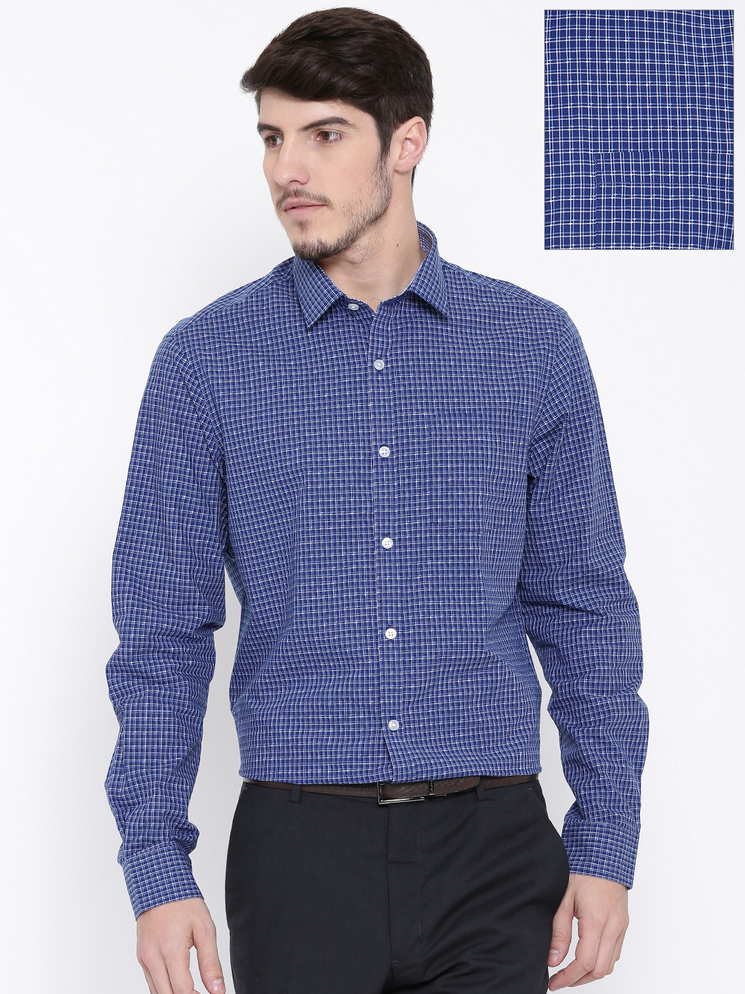 

Arrow Men Blue Slim Fit Checked Formal Shirt