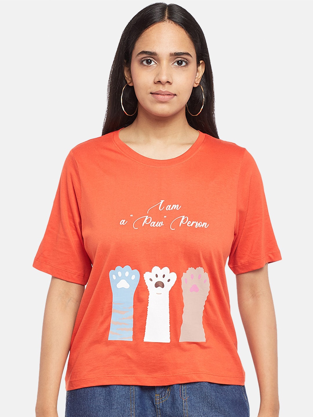 People Women Red Graphic Printed T-shirt