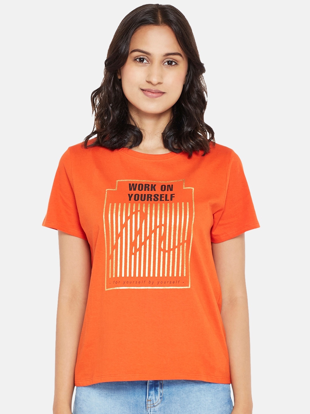 

People Women Rust Graphic Printed T-shirt