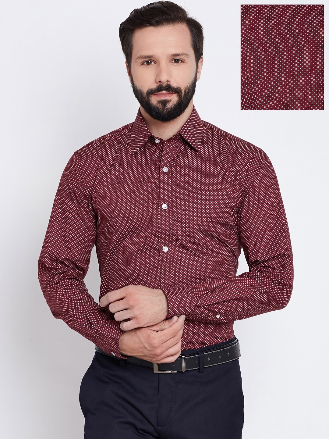 

Arrow Men Maroon Slim Fit Printed Formal Shirt