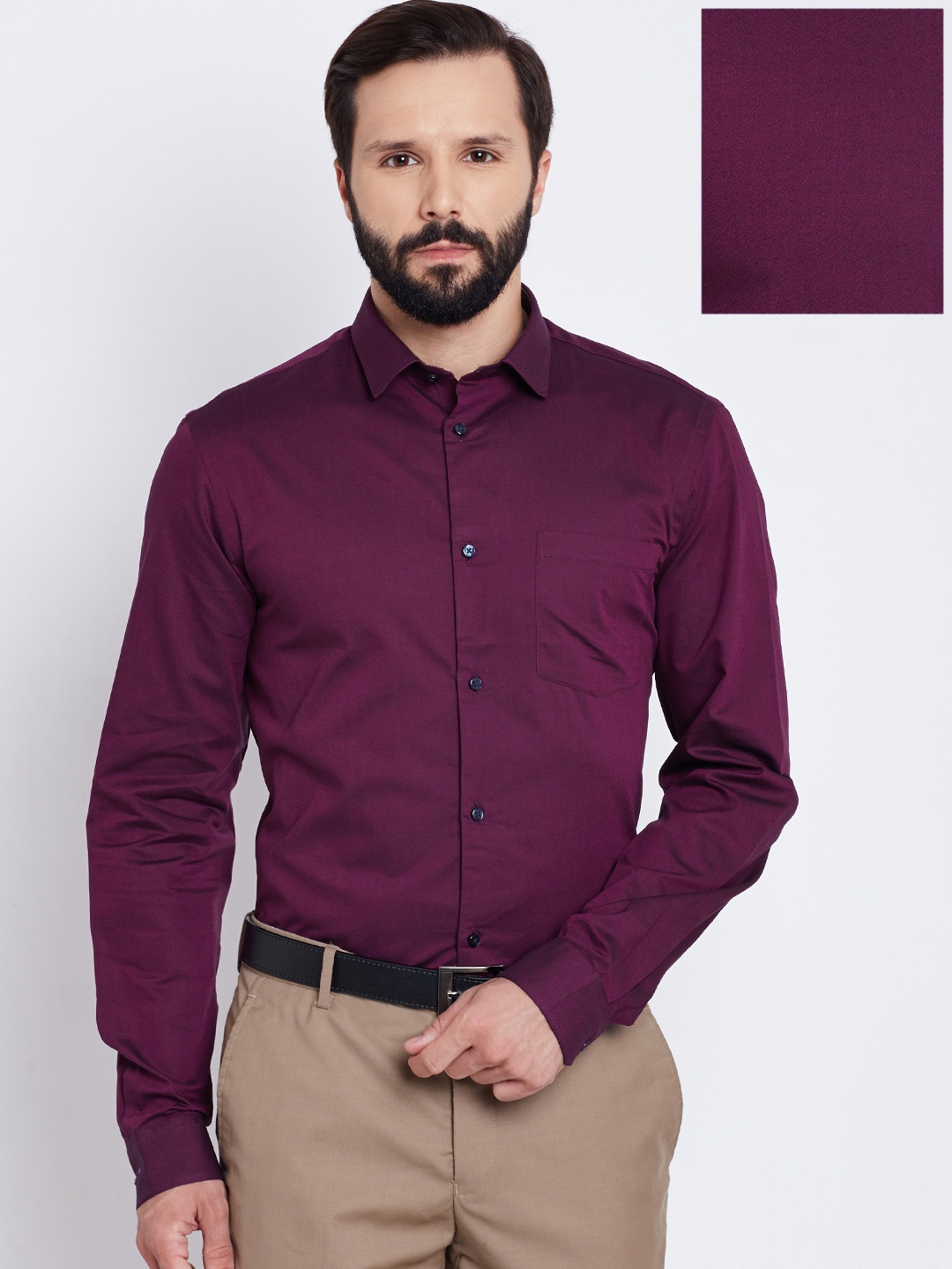 

Arrow New York Men Magenta Slim Fit Solid Formal Shirt