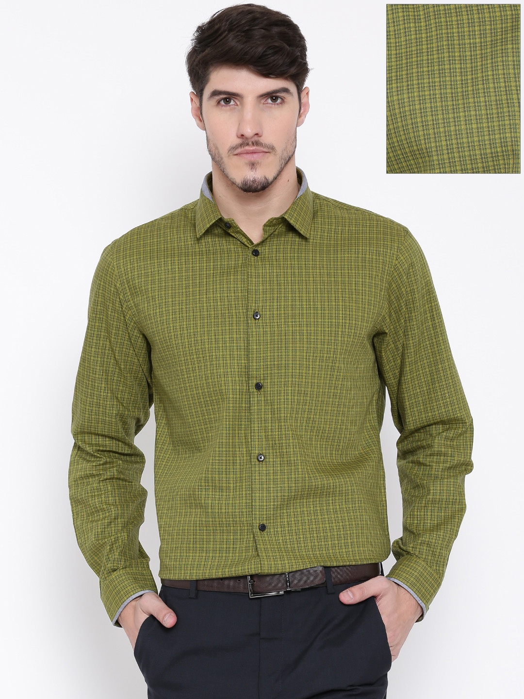 

Arrow New York Men Green Snug Fit Checked Formal Shirt