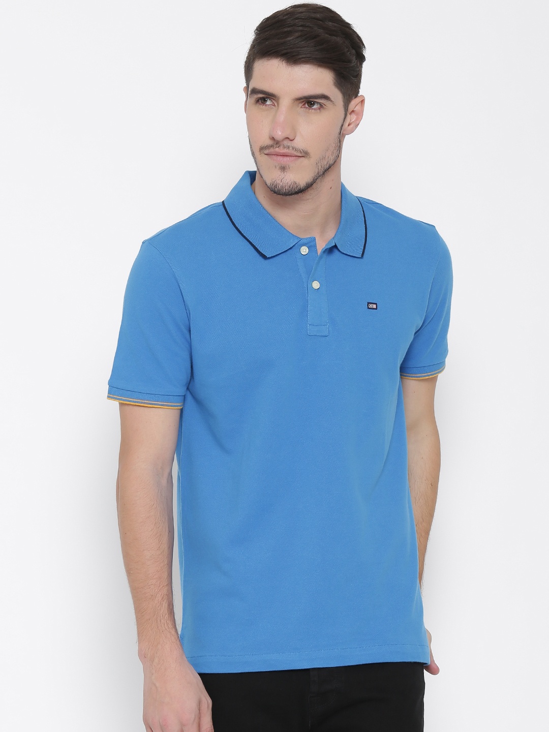 

Arrow Sport Men Blue Solid Polo T-shirt