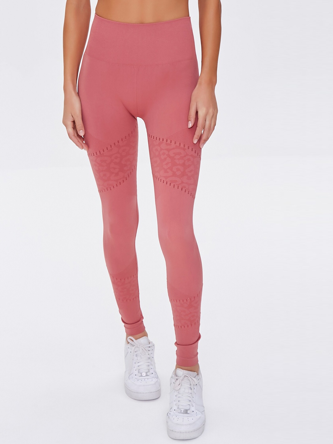 

FOREVER 21 Women Pink Animal Print Sports Tights