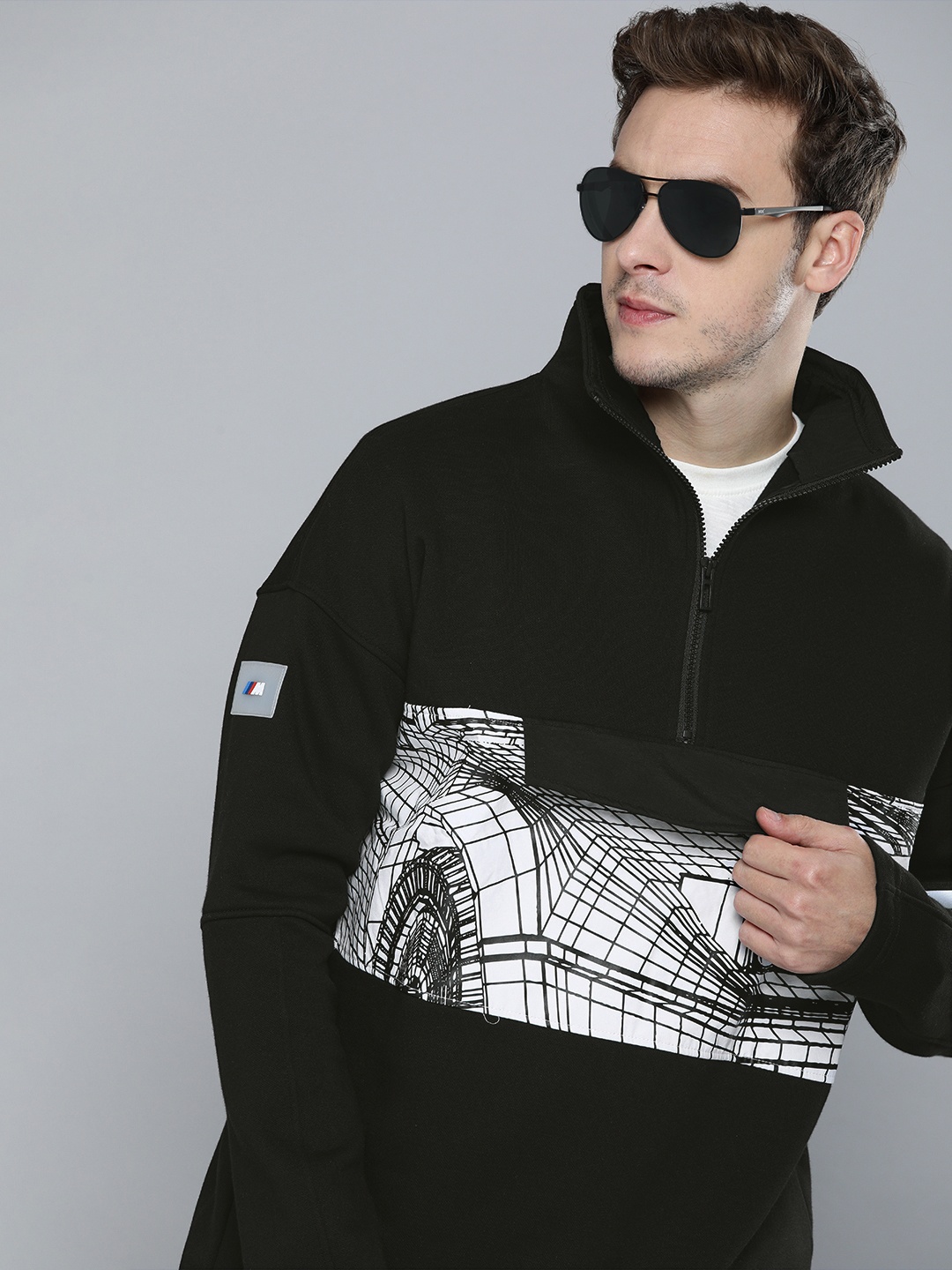 

PUMA Motorsport Men Black Printed BMW Street Moto Motorsports Sweatshirt