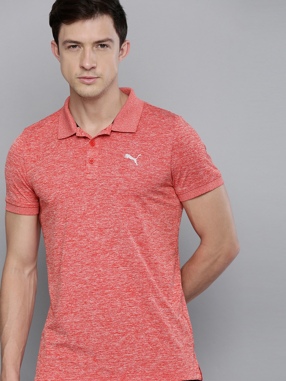 

Puma Men Red Solid Active Polyester Polo Collar T-shirt