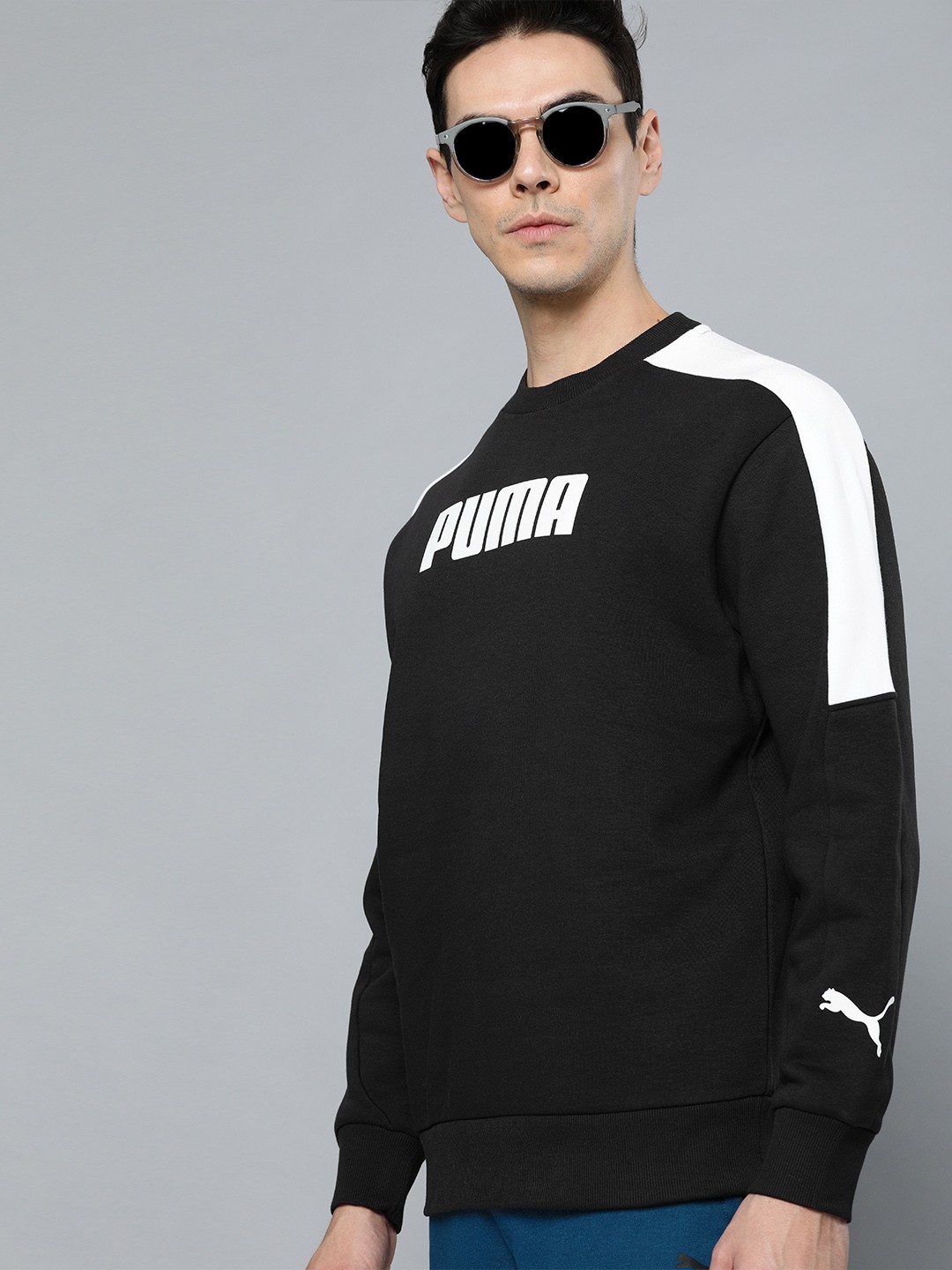 

Puma Men Black & White Printed Sweatshirt