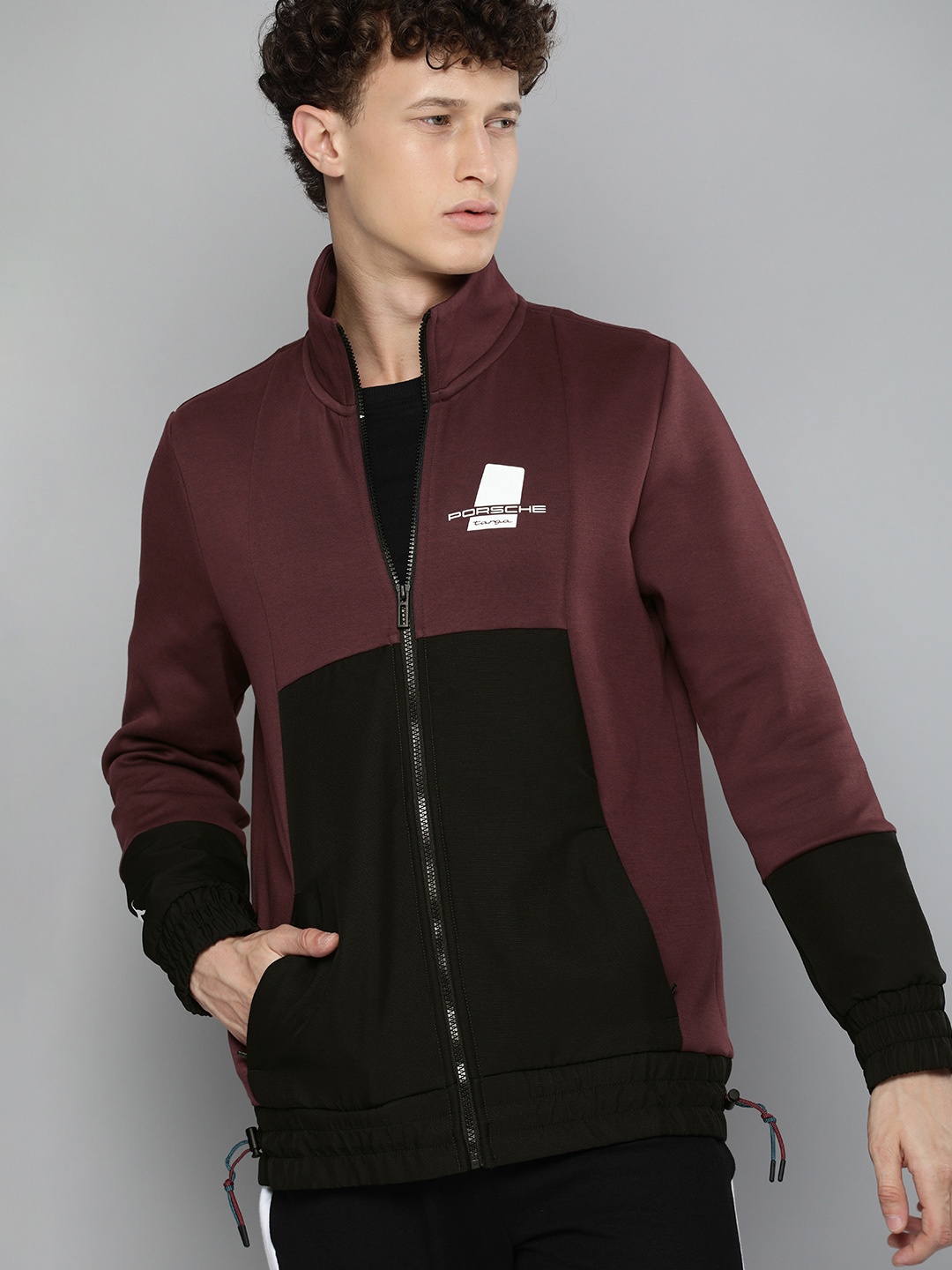 

PUMA Motorsport Men Maroon & Black Colourblocked Porsche Legacy Track Jacket