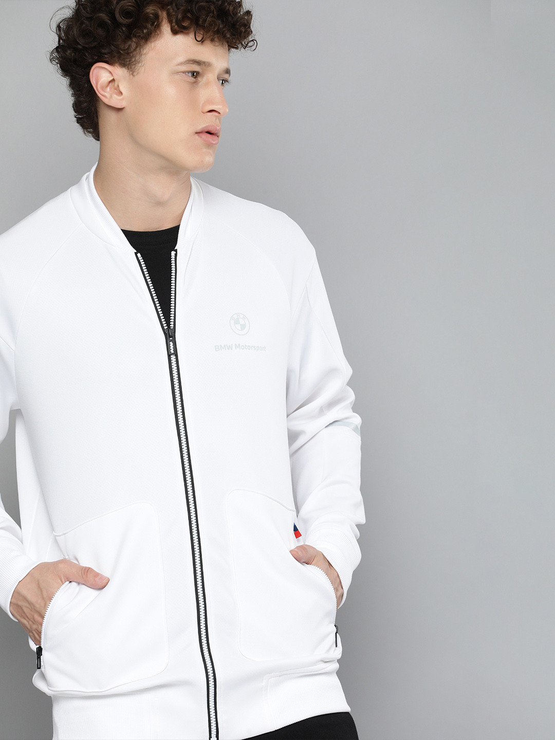 

PUMA Motorsport Men White BMW Spacer Knitted Track Motorsports Jacket