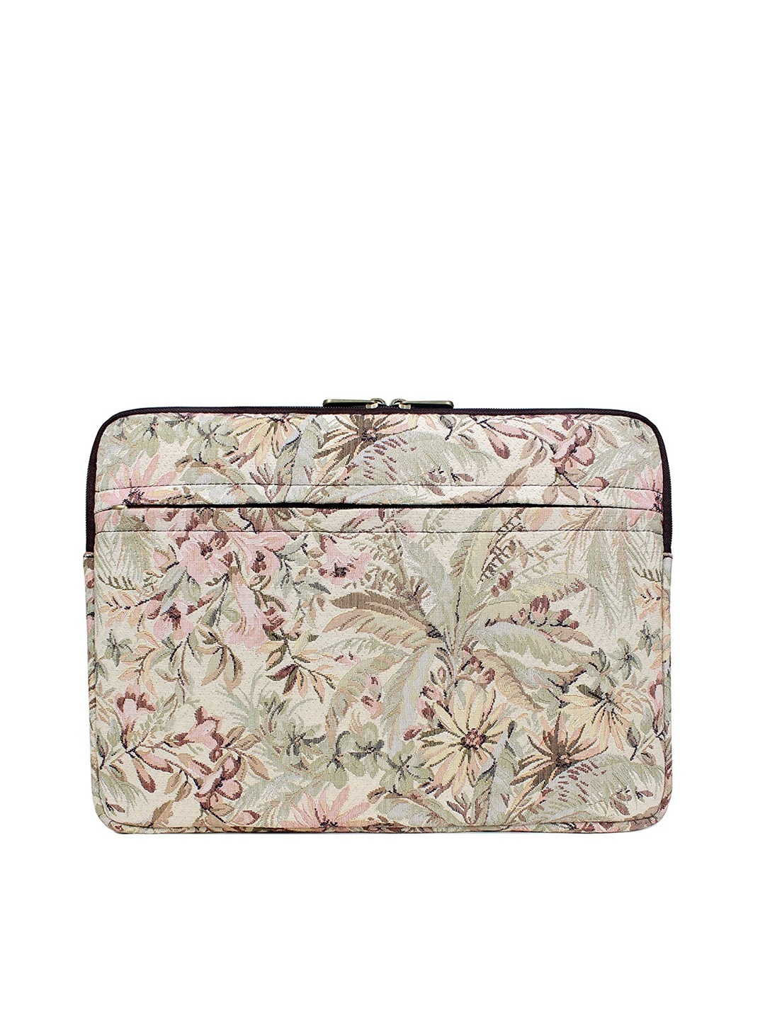 

THE CLOWNFISH Swift Unisex Beige & Olive Green Printed Polyester Laptop Bag