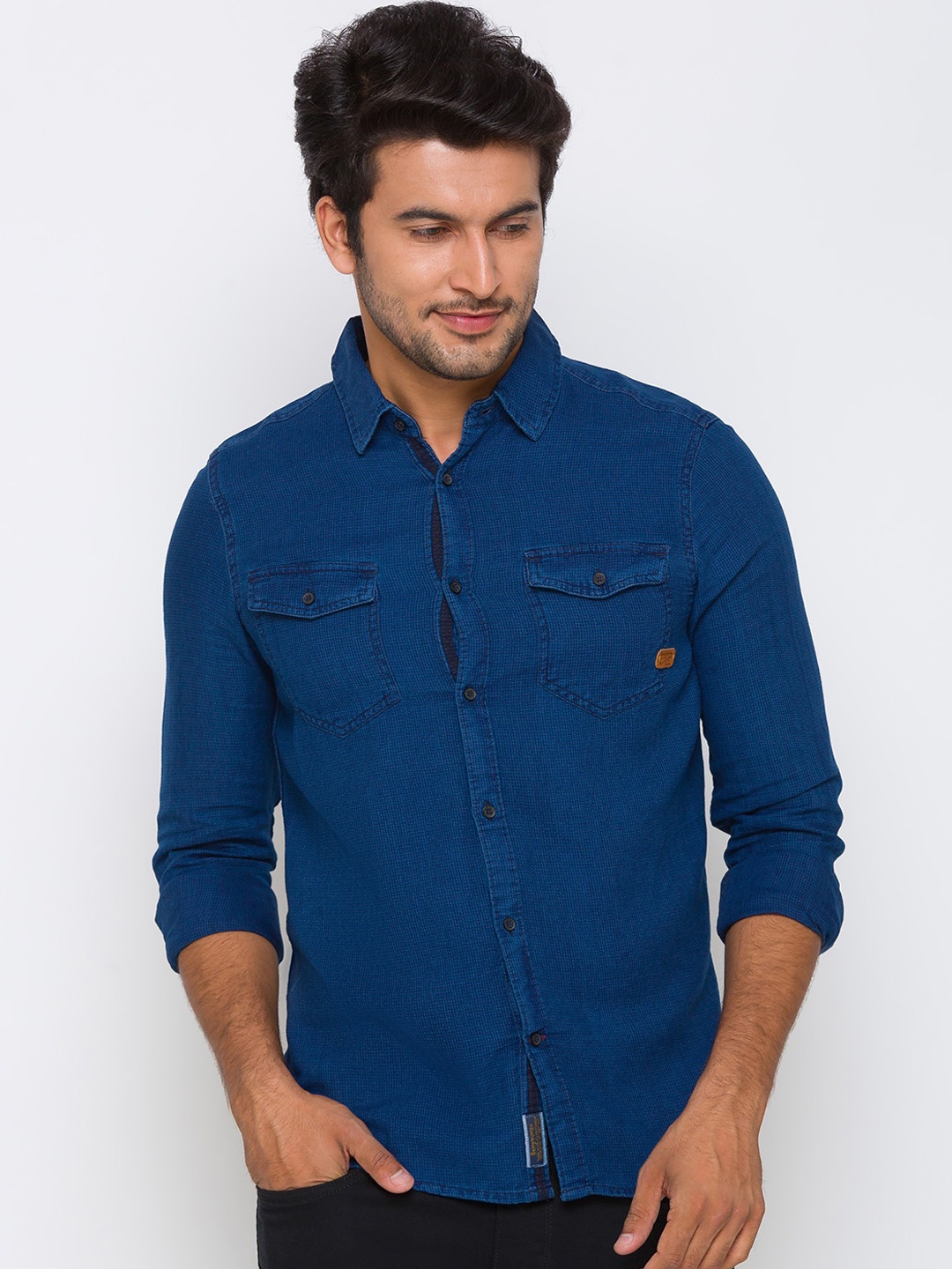 

Being Human Men Blue Slim Fit Pure Cotton Casual Shirt
