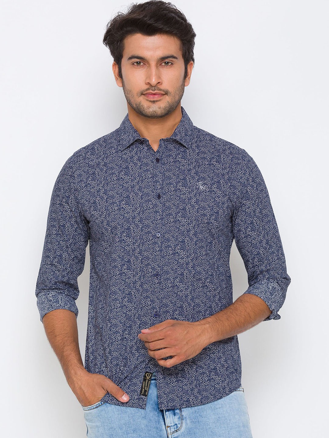 

Being Human Men Navy Blue Slim Fit Ditsy Printed Casual Shirt