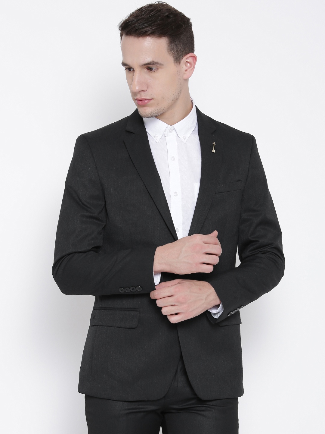 

Arrow Charcoal Grey Single-Breasted Formal Blazer