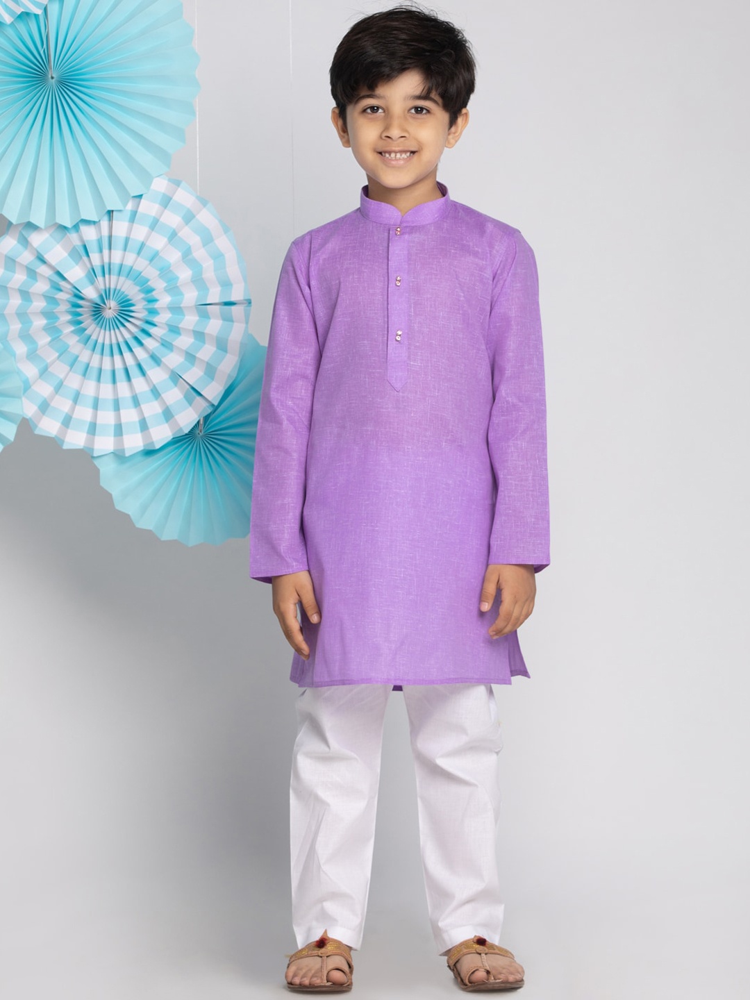 

VASTRAMAY Boys Purple Solid Kurta with Salwar