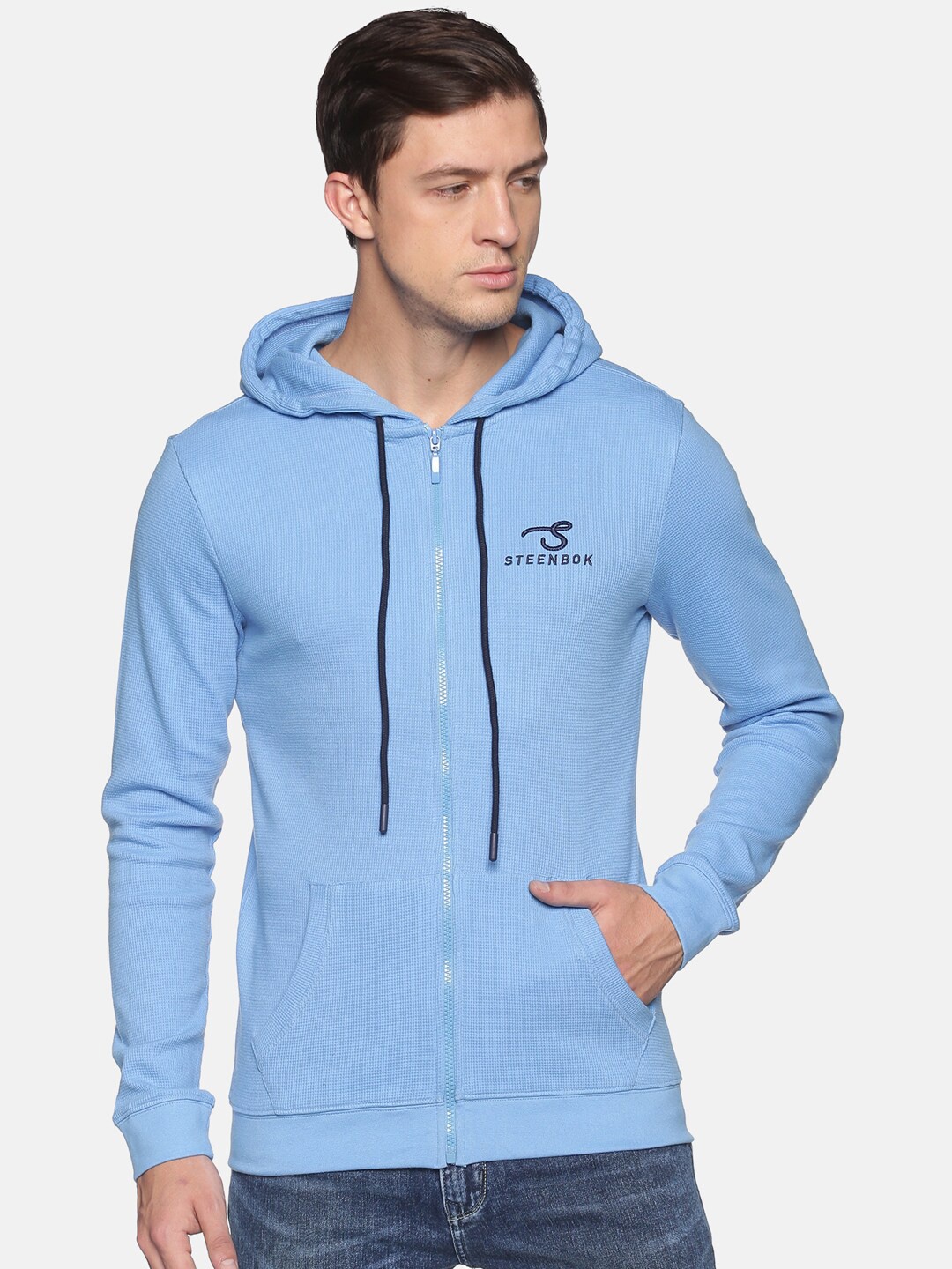 

Steenbok Men Blue Hooded Sweatshirt