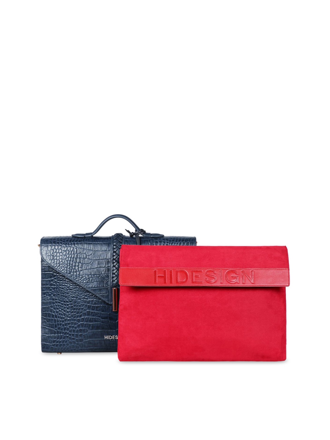 

Hidesign Women Blue Animal Textured Leather Structured Satchel Bag