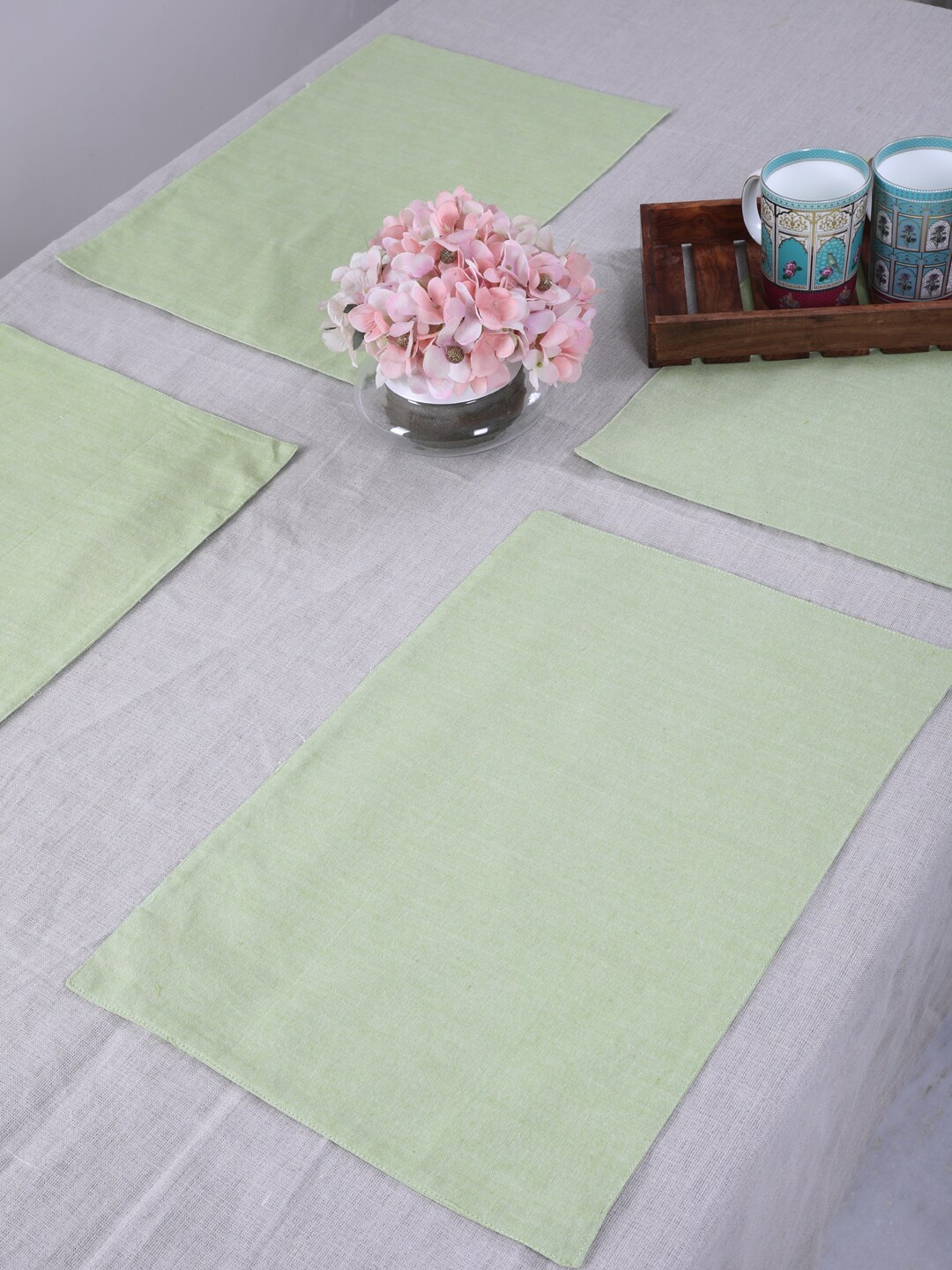 

My Gift Booth Green Solid Set of 6 Table Placemats