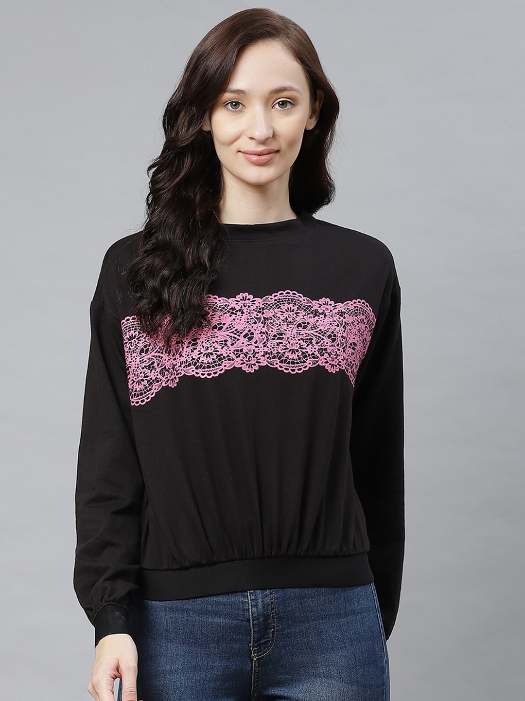 

Hubberholme Women Black Lace Detail Sweatshirt