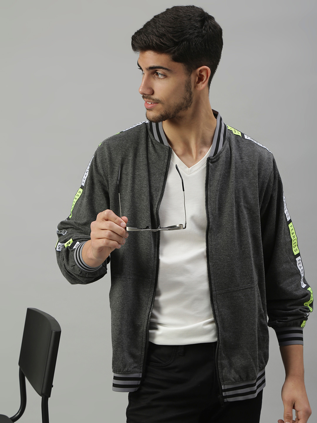 

Hubberholme Men Charcoal Grey Front-Open Sweatshirt