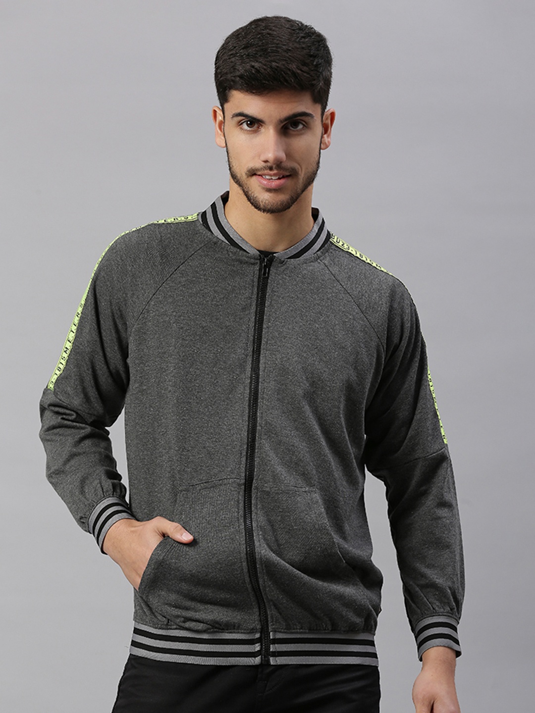 

Hubberholme Men Charcoal Grey Solid Sweatshirt