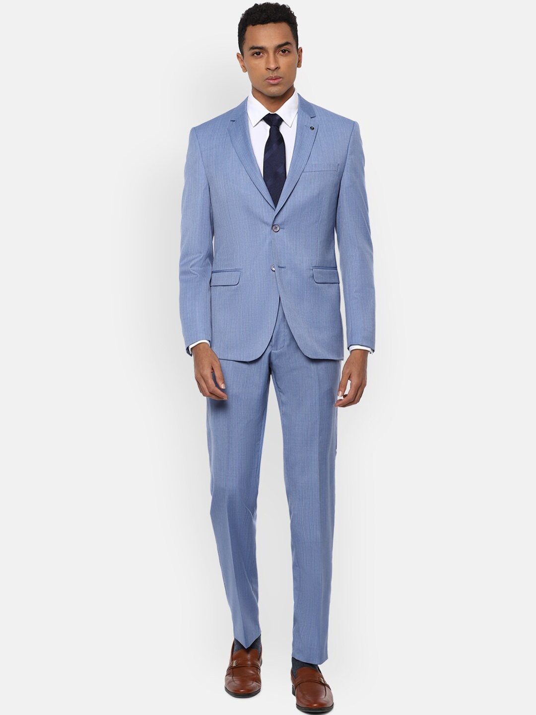 

Van Heusen Men Blue Striped Slim-Fit Single-Breasted Formal Suit