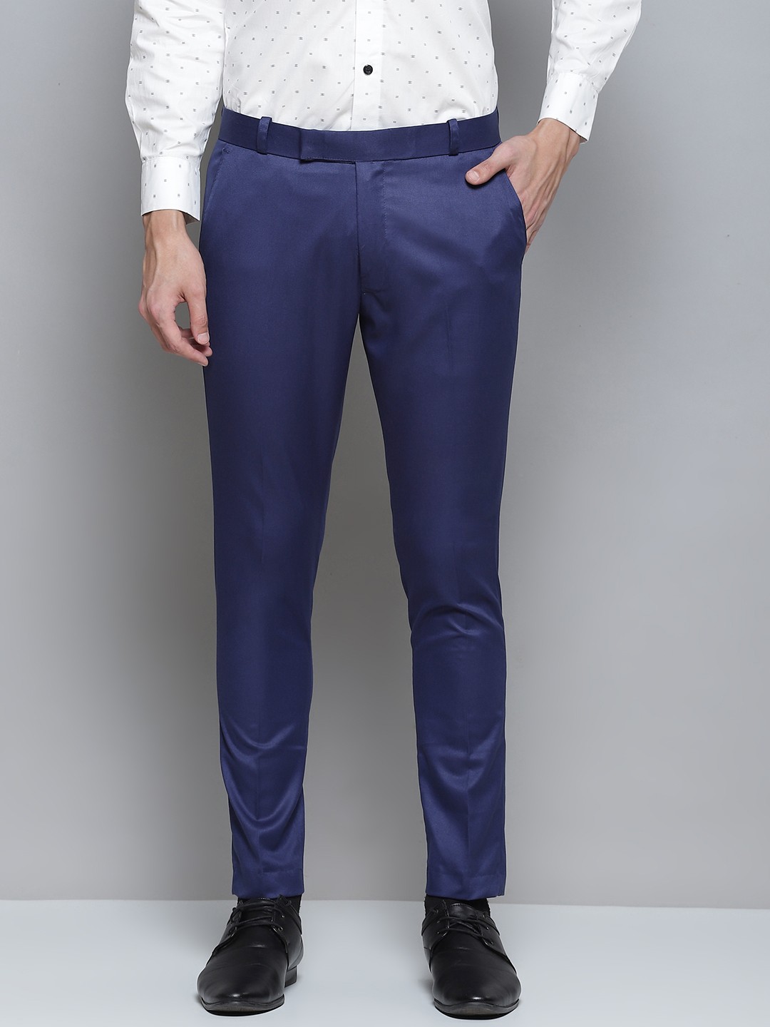 

DENNISON Men Blue Smart Tapered Fit Formal Trousers