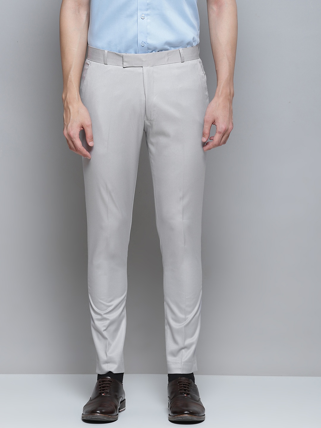 

DENNISON Men Grey Smart Tapered Fit Trousers