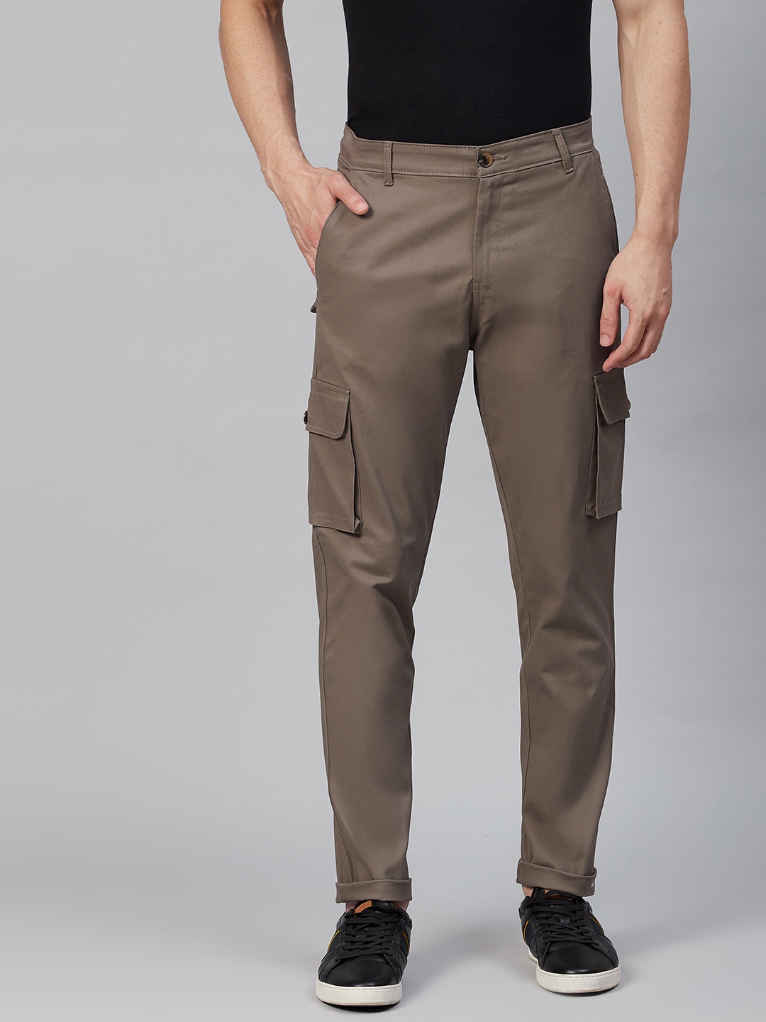 

Hubberholme Men Brown Slim Fit Cargos Trousers