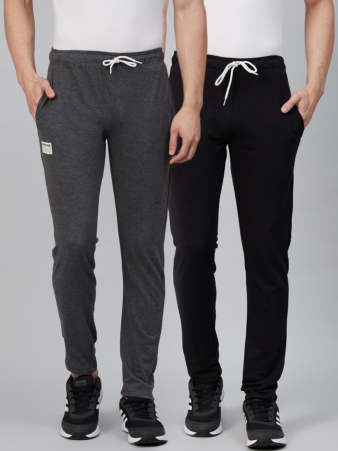 

Hubberholme Men Pack Of 2 Solid Track Pants, Charcoal