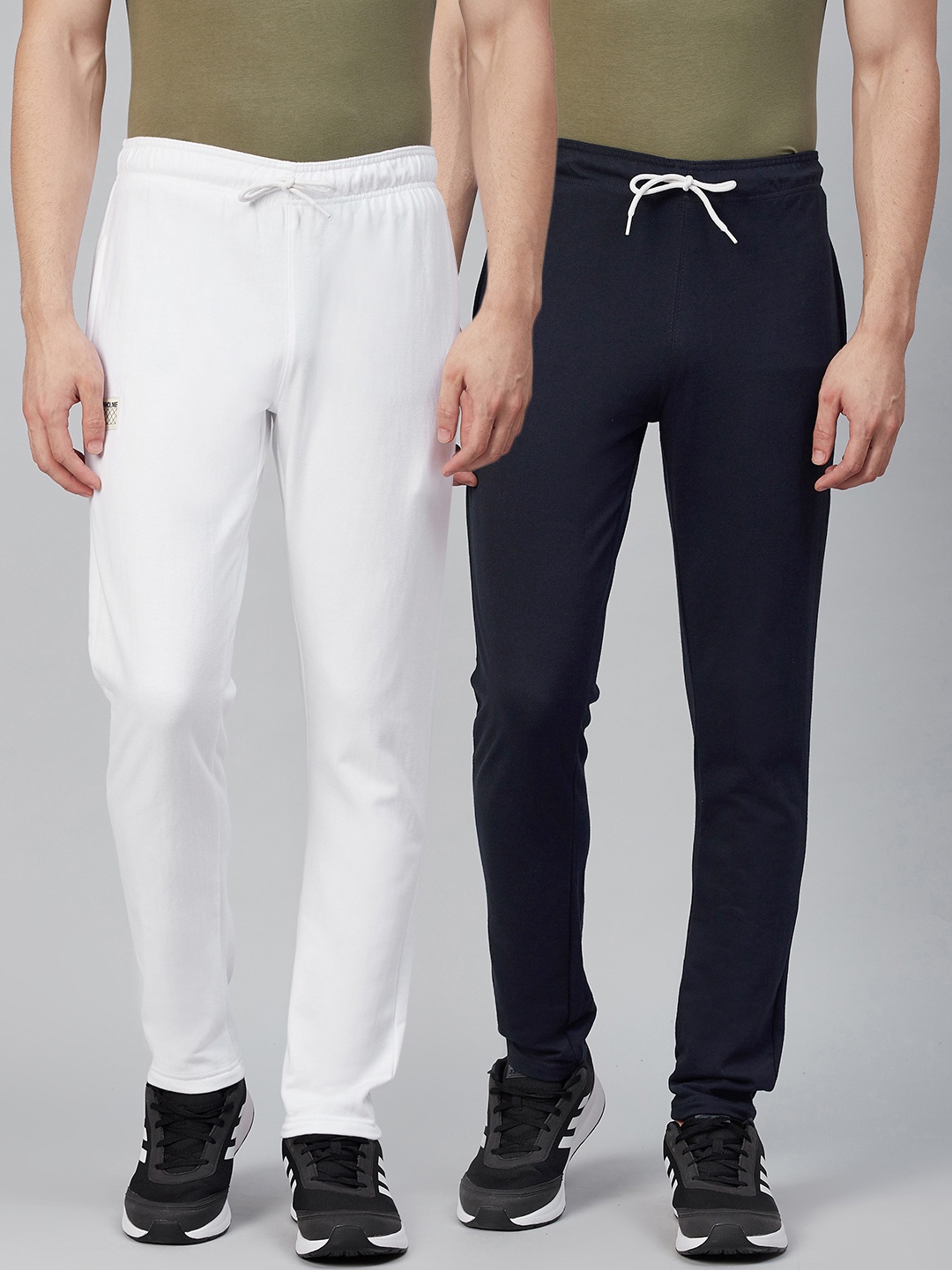 

Hubberholme Men Pack Of 2 Mid-Rise Straight Fit Track Pants, White
