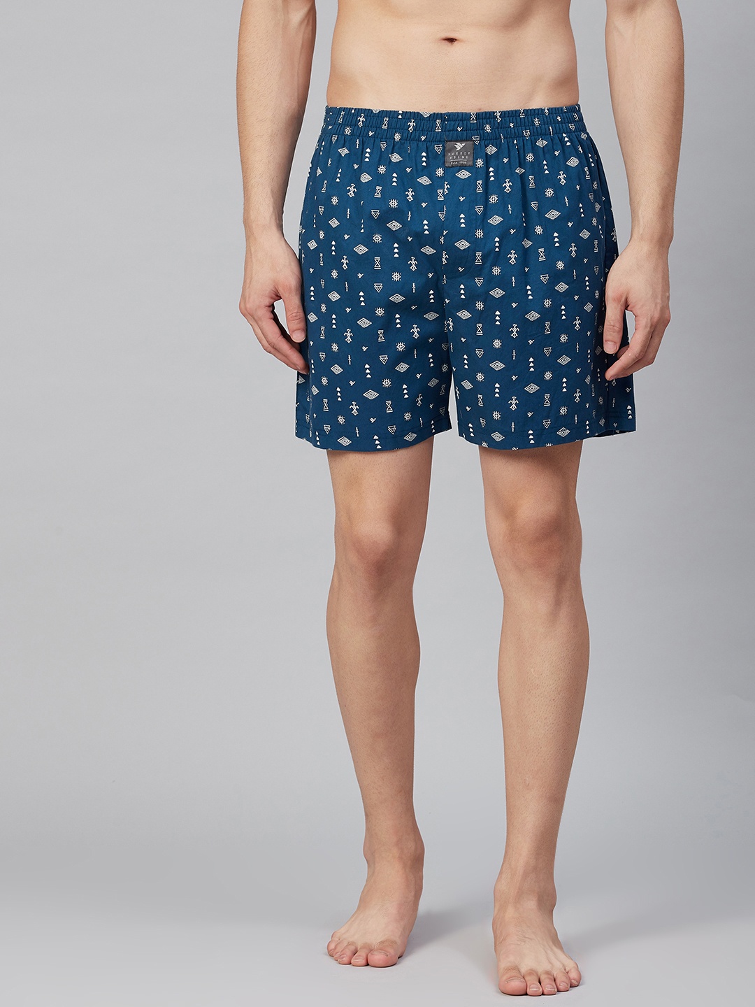

Hubberholme Men Blue & White Printed Cotton Boxers