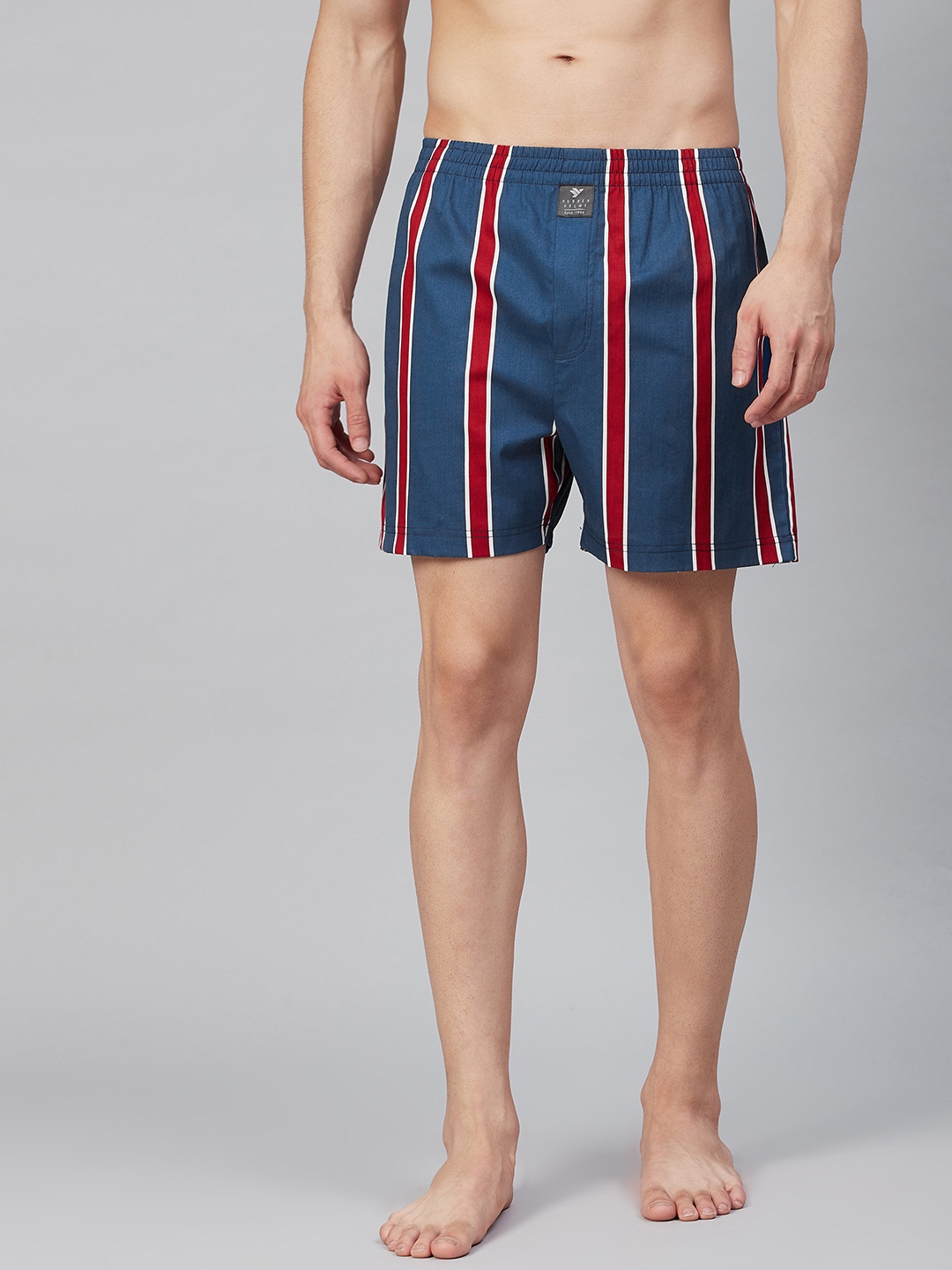 

Hubberholme Men Navy Blue & Red Striped Cotton Boxers