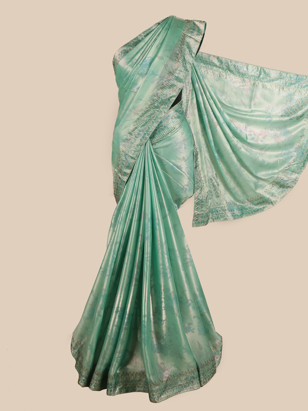 

Pothys Blue Woven Design Satin Saree